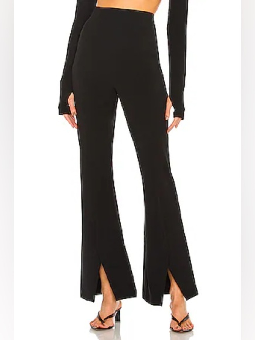 🆕 NWT Free People Size Large Black High-Waist Real Deal Flare Slit Pants